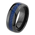 thumbnail image 4 of Wedding Rings For Men. 8mm Domed Black Tungsten Wedding Band w/ Blue Carbon, 4 of 7