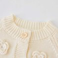 thumbnail image 3 of NIUREDLTD Toddler Girls Flowers Cardigan Sweater Long Sleeve Solid Color Knitted Jacket Crew Neck Button Down Fall Winter Coat Outerwear Beige Size 100, 3 of 8