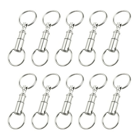 - TSV 10 Pack Quick Release Detachable Pull Apart Key Rings Keychains,Double Spring Split Snap Seperate Chain Lock Holder Convenient Accessory Gift