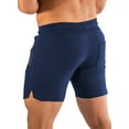 thumbnail image 3 of Hood Crew Men's Workout Shorts with Pockets Gym Slim Fit Jogger Traning Short Pants for Men Navy XL, 3 of 4