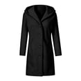 thumbnail image 5 of Purcolt Women's Winter Jacket Casual Blend Trench Coat with Hood Single Breasted Long Wool Warm Pea Overcoat Outerwear, 5 of 6