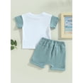 thumbnail image 4 of Bagilaanoe 2pcs Toddler Baby Boy Short Pants Set Short Sleeve Letter Print T Shirt Tops + Shorts 6M 12M 18M 24M 3T Kids Casual Summer Outfits, 4 of 8