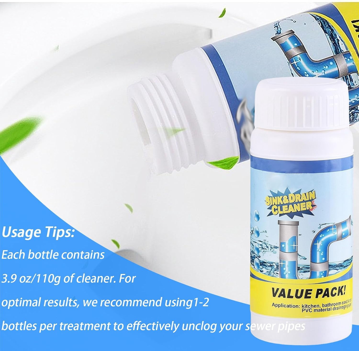 Peachloft Drain Cleaner, Multi-functional Pipe Unclogging Agent, Universal for Kitchen Bathroom Shower Pipes