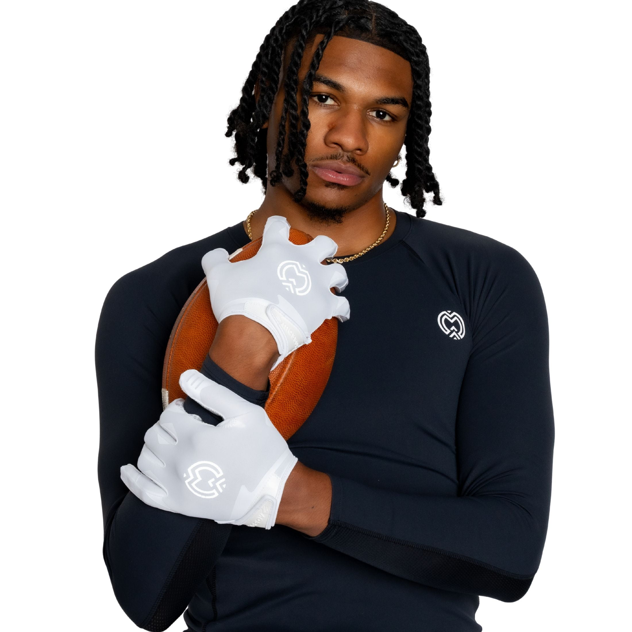Massov VPRO3 Mens Adult Football Glove, Receiver Glove, White, Small
