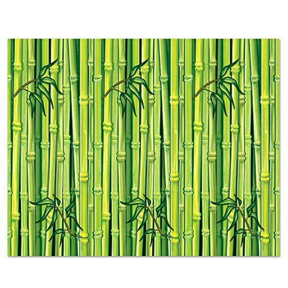 Beistle Printed Plastic Bamboo Photography Backdrop for Luau Theme Birthday Decorations Tropical Tiki Party Supplies, 4 by 30-Feet, Multicolor