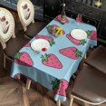 thumbnail image 2 of Red Strawberry Plants Blue Pattern Rectangle Tablecloth 60"x120",Waterproof Polyester Rectangle Table Cloth, Wipeable Spillproof Polyester Tablecloth for Dining, Camping, Indoor and Outdoor, 2 of 6