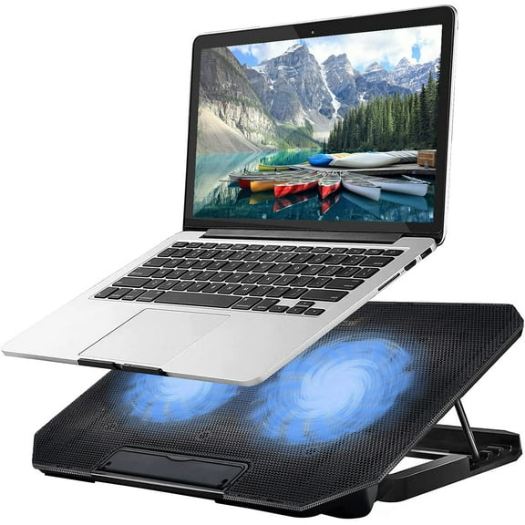Laptop Cooling pad Cooler Stand Fan for 11-15.6 Inch Gaming Notebooks, 2 Turbine Fans,4 Angle Adjustable (Black)