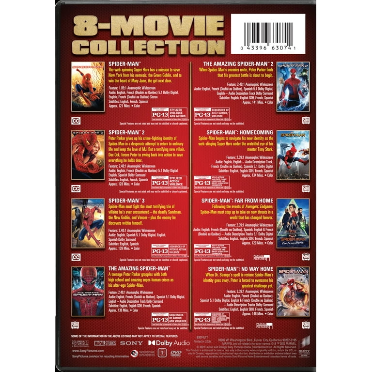 洋画・外国映画 SPIDER-MAN 8 MOVIE COLLECTION DVD Amazon.com: Spider-man - 8 MOVIE PACK Collection Box Set Blu