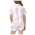 thumbnail image 5 of Rovga Outfits For Girl Short Sleeve Heart Shaped Leopard Print Pajama Set Lapel Tee Caual Shorts With Pockets Heart Shaped Print Set Relax Fit Festival Clothes Set Pink 10-11 Years, 5 of 6