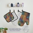 thumbnail image 5 of Colorful Curve Lines 5 Pcs Kitchen Set Heat Resistant Oven Mitts and Non-Slip Pot Holders with Adjustable Cooking Apron, 5 of 6