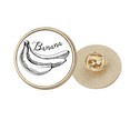 thumbnail image 1 of Banana Fruit Line Drawing Illustration Round Metal Golden Pin Brooch Clip, 1 of 3