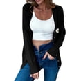 thumbnail image 4 of NTACZA Flower Print Fall Sweaters for Women Black Button Up V Neck Sweater Cardigan Stretch Cute Jacket Women Jumpers L, 4 of 5