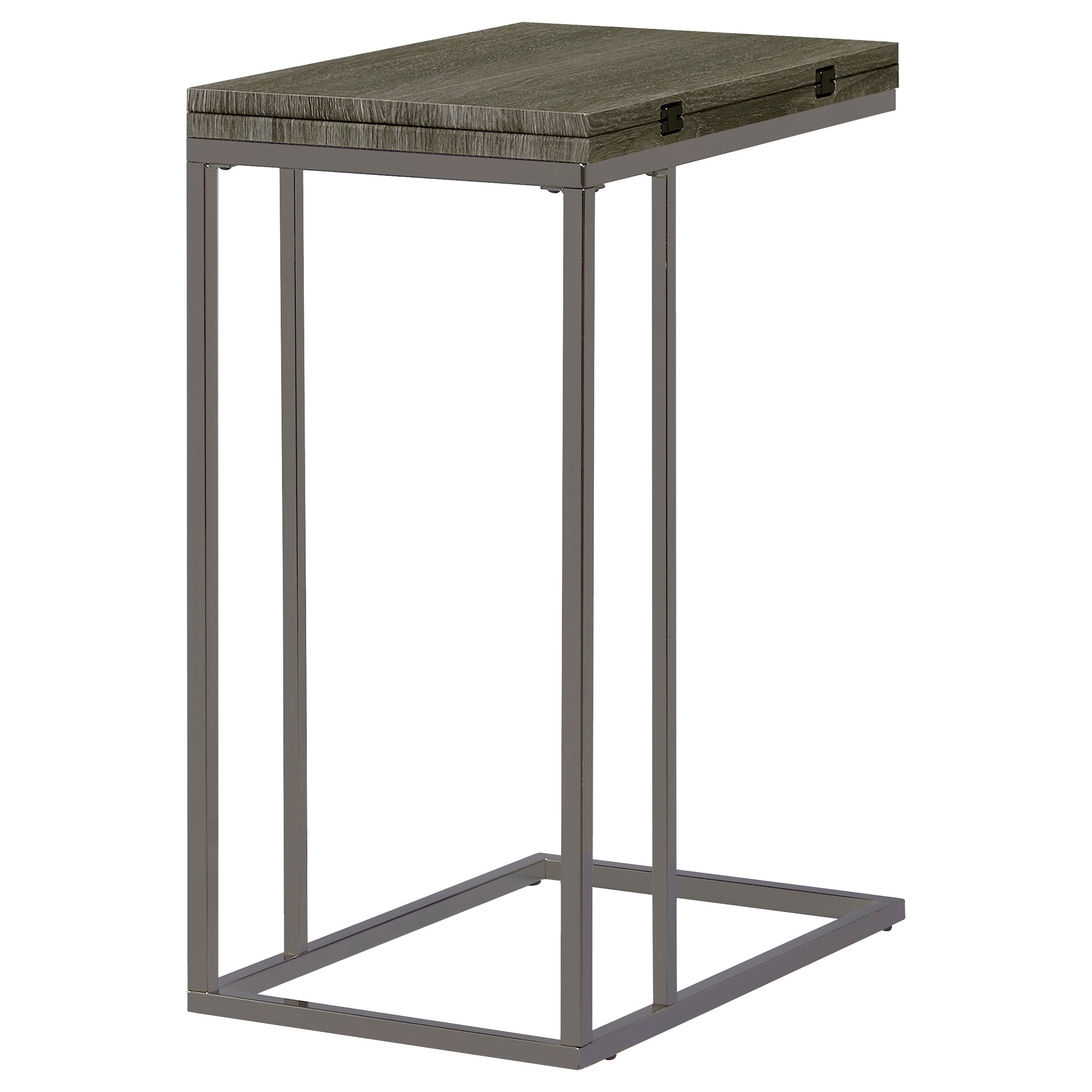 Weathered Grey and Black Snack Table with Expandable Top
