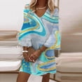 thumbnail image 2 of Vestido de Verano Para Mujer Vestido Informal Con Cuello en V Estampado Mini Vestido Con Manga 3/4 Odeerbi ODB115137, 2 of 8