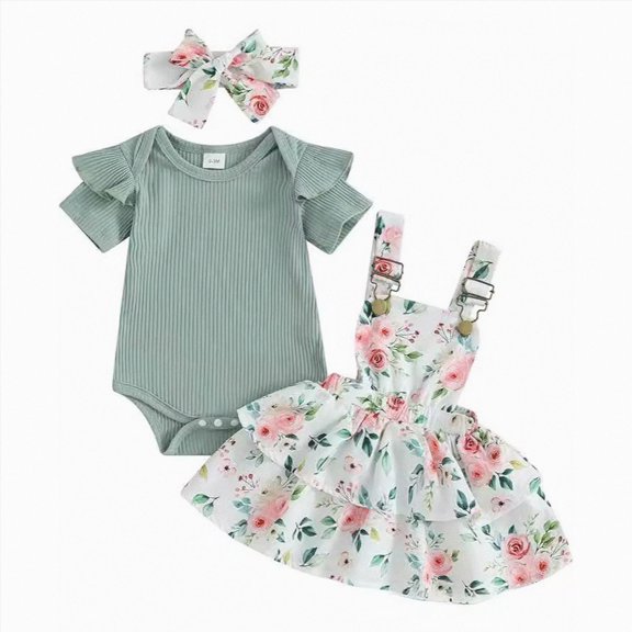 CAUYDY Preemie Girl Photoshoot Outfits Infant Girls Short Sleeve Romper Set Newborn Fall Winter Clothes Toddler Bodysuit 3 6 9 12 18 24 Months Sizes 12-18 Months,Light Blue