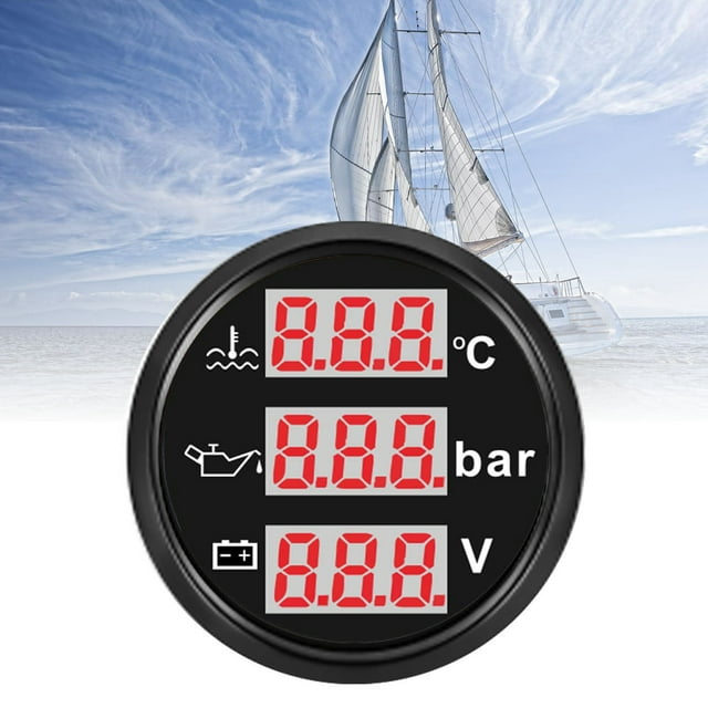 3-in-1 Engine Instrument Sensor Kit for Car Boat 52mm Backlight Display Red Color