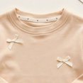 thumbnail image 5 of Ulanda Toddler Girls Bow Tops Long Sleeve T-Shirts Lace Hem Basic Tees Shirts for Kids (Beige, 3-4 Years), 5 of 8