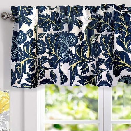 - DriftAway Bird Tree Floral Flower/Leaf Lined Thermal Insulated Energy Saving Window Curtain Valance for Living Room Bedroom Kitchen, 2 Layer, Rod Pocket, 52