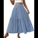 thumbnail image 1 of Falda Midi de Cintura Alta Elástica para Mujer, Informal, de Verano, , con Volantes, Estampado Floral, Corte A. Flor Azul S, 1 of 8