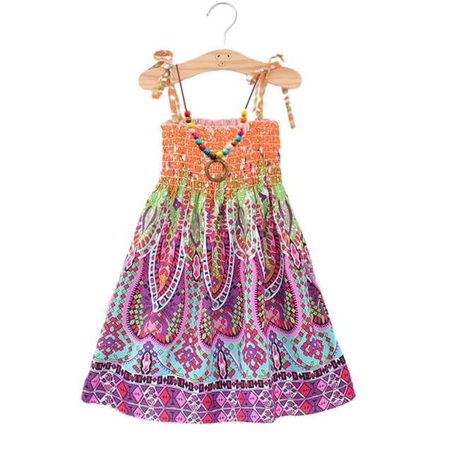 Qudderr Robe d'Été 1-10T pour Fille Robe de Plage Dos Nu pour Enfants Robe Décontractée Cami Hawaïenne de Vacances pour Filles