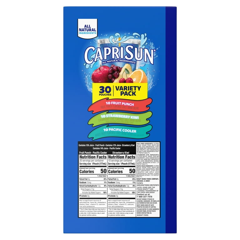 Capri Sun Fruit Punch, Strawberry Kiwi and Pacific Cooler Juice