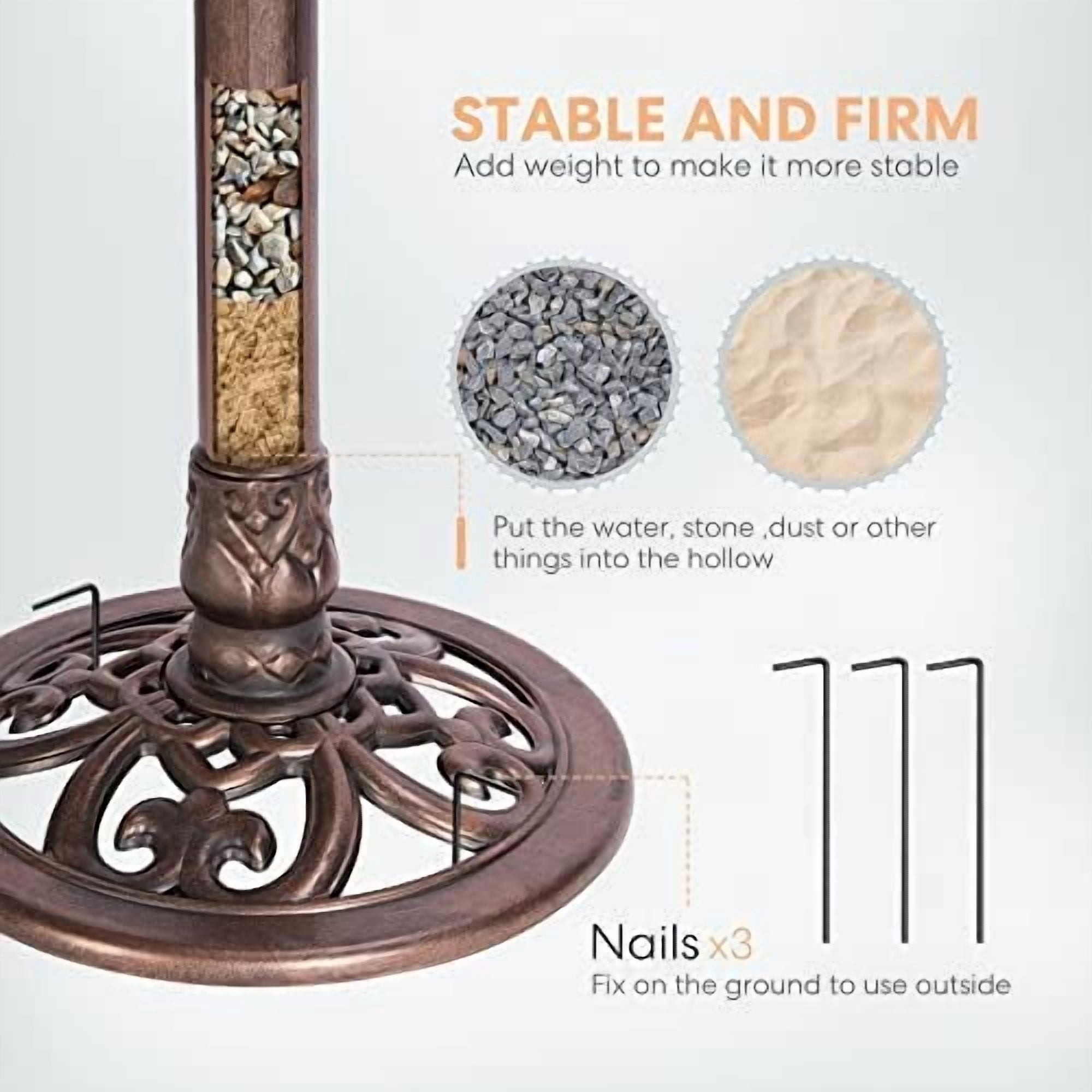 Jointown Bird Bath with Solar Fountain for Outside, Polyresin Pedestal Bird Baths with Solar Powered Pump for Outdoor, Garden, Weather-Resistant Birdbaths with 20" Bowl, Bronze