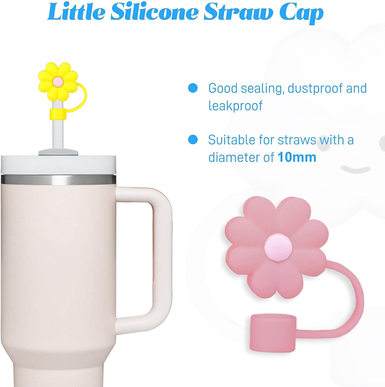 Straw Cover For 30 40Oz Tumbler Cup Flower Straw Topper Caps Cute Silicone  Straw Protector Lids For 10mm Straws Cups Accessories From Dream_high,  $0.42