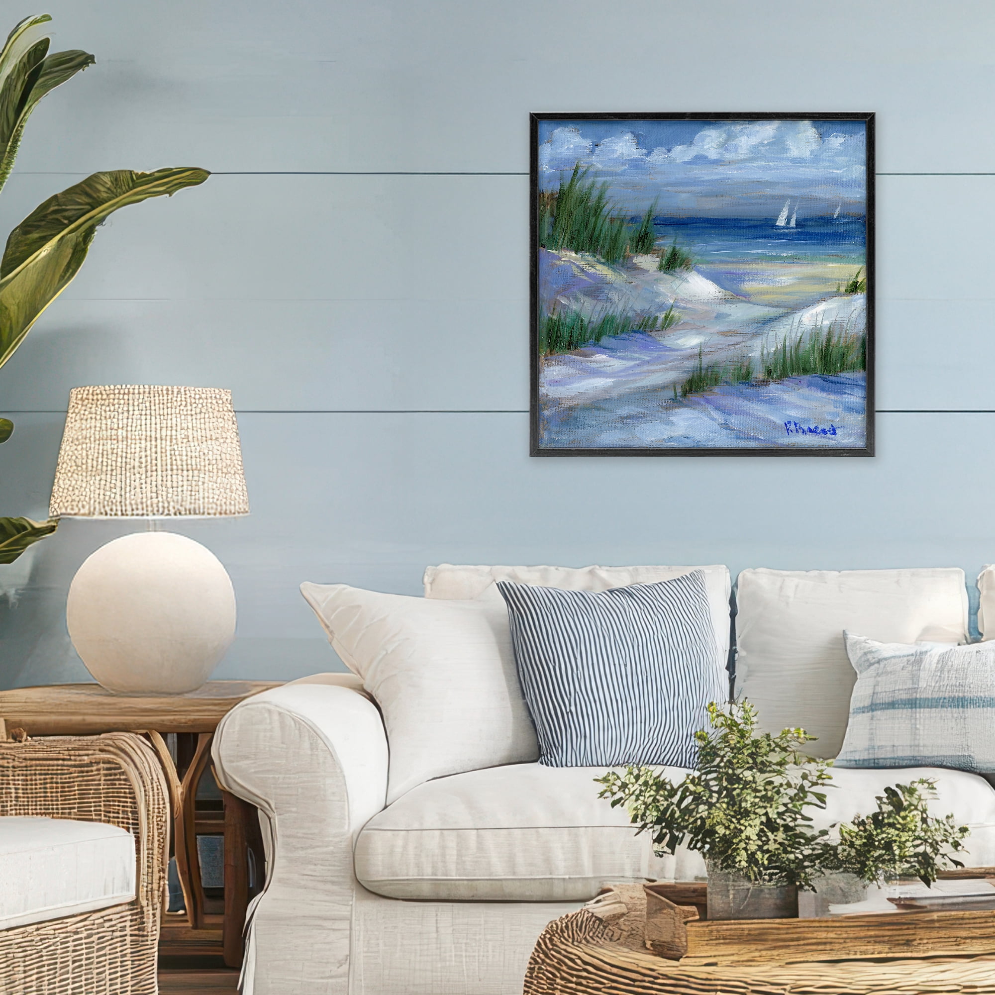 Stupell Industries Crooked Island Dunes & Sailboats Black Framed Giclee Art, design by Paul Brent