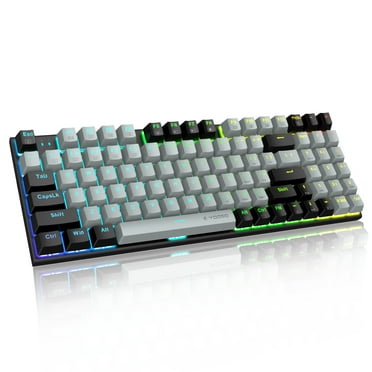 E-Yooso Z-19 RGB Backlit 94-Key USB Wired Mechanical Keyboard Ergonomic Gaming Keyboard for PC Laptop Gamers (Grey Black, Red Switch)