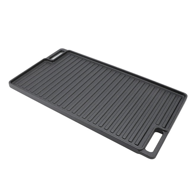 Reversible Grill Griddle, Hollow Handles Non Stick Sturdy Rectangular Cast Iron Griddle for Indoor