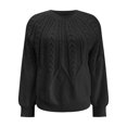 thumbnail image 4 of vigerkar Womens Sweaters Crewneck Long Sleeve Cable Knit Chunky Sweater Tops Fashion Fall Outifits (Black, XL), 4 of 4