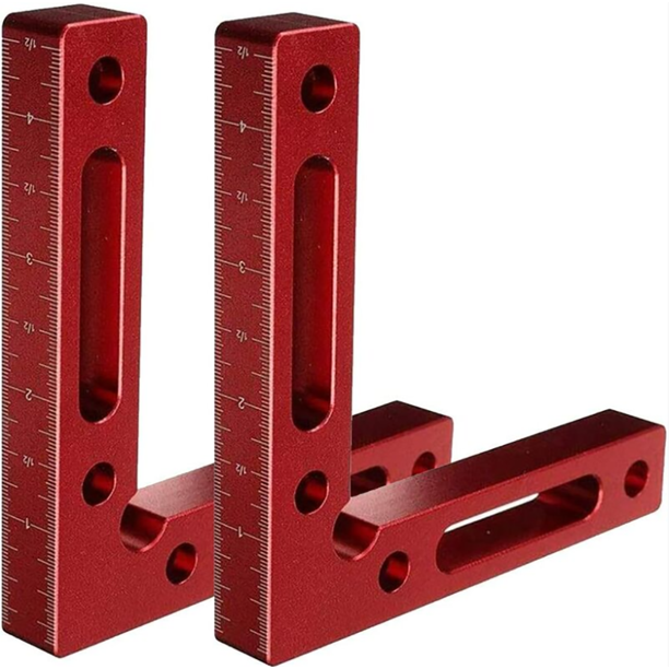 12 x 12 cm Aleación de aluminio Soporte de posicionamiento de 90 grados Abrazadera Abrazaderas de ángulo recto Herramienta de carpintero para sujetar marcos de cajas y estanterías. TUNC Sencillez