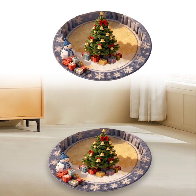Outdoor Christmas Decorations Carpet Christmas 3D Rug Circular Carpets With Various Christmas Bring A Visual And Three Sense Of Depth To People Actually It's A Two Plane Polyester carpet