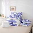 thumbnail image 6 of Feelyou Summer Palm Leaf Bedding Comforter Set 7 Pieces for Teens, Slate Blue Flower Floral Print Full Bedding Set, Plant Brotanical Reversible Fitted Sheet Flat Sheet, Microfiber Bedroom Decor, 6 of 8