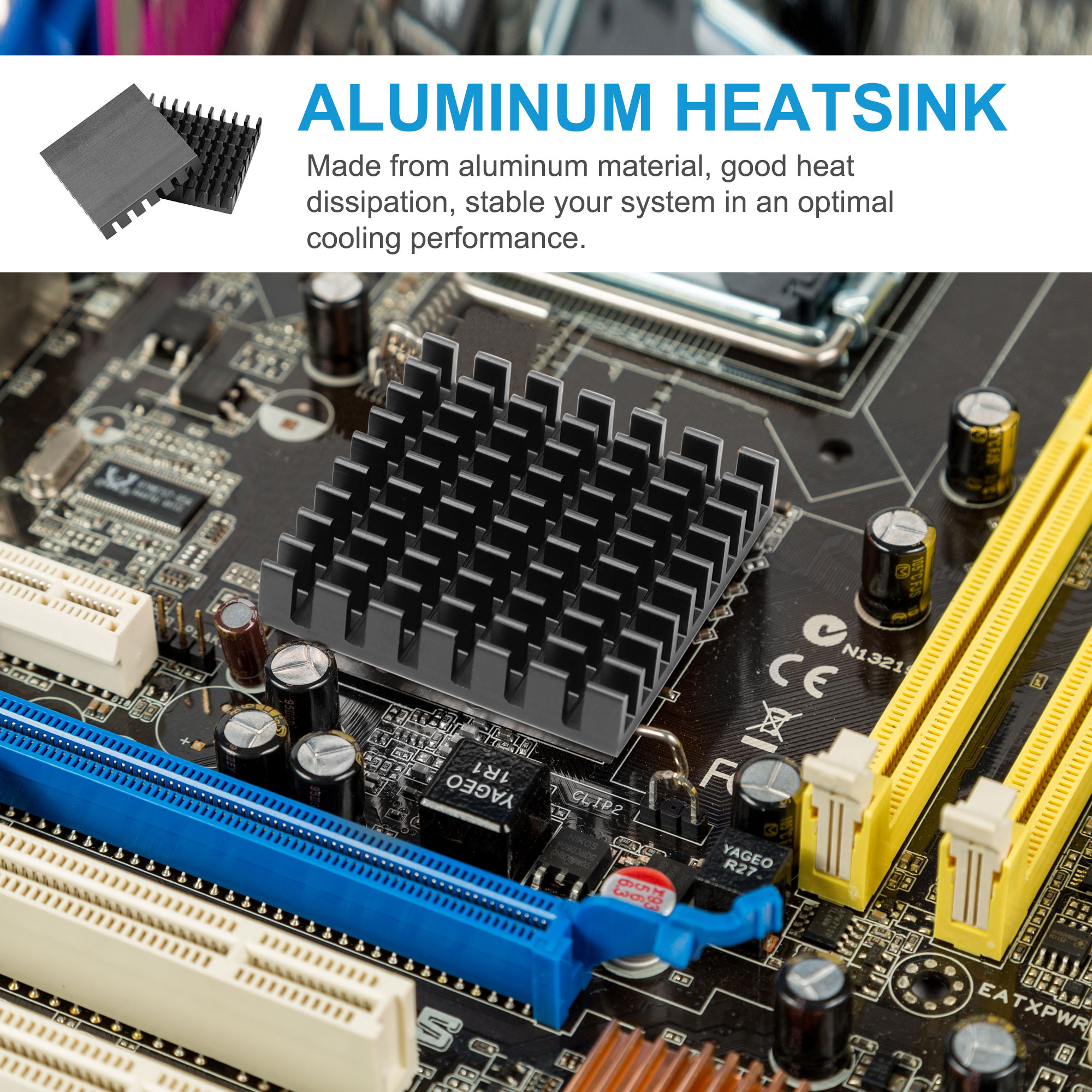 Unique Bargains 5 Pieces Black 28mmx28mmx6mm Square Shape Aluminium Heats Cooling Cooler Fin