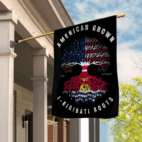 American Grown I Kiribati Roots House Flag, Double-Sided Outdoor Yard Decor 29.5 x 39.5 Inch