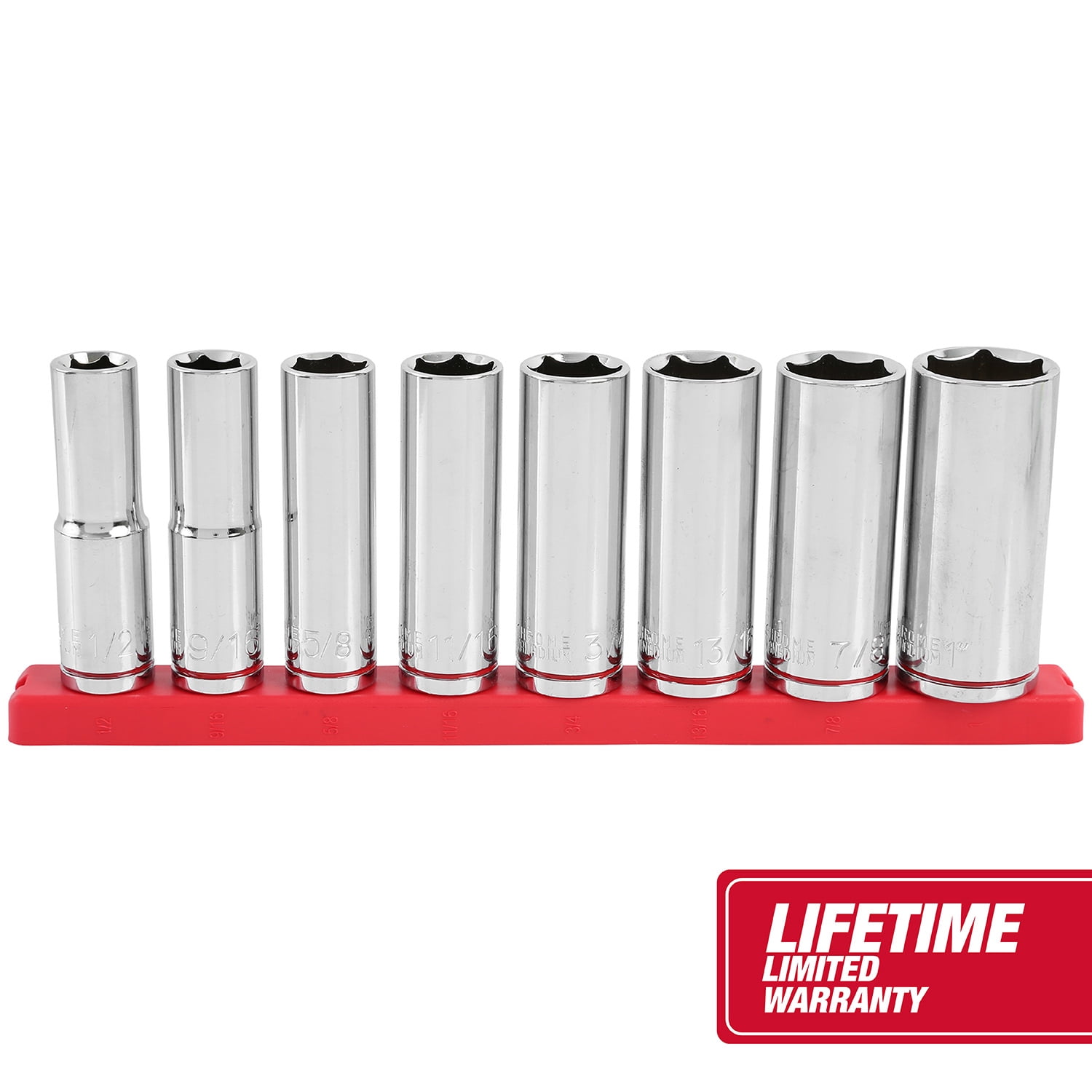 Hyper Tough 9-Piece 1/2 in Drive Deep SAE Socket Set, Model 5833