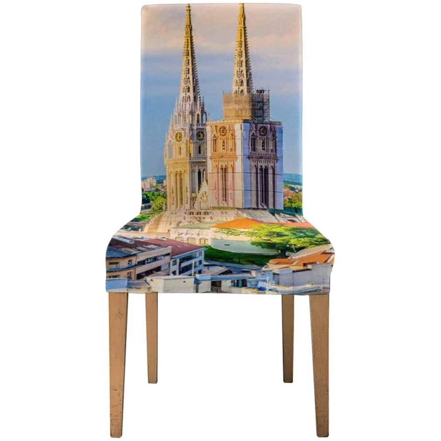 Funda protectora de silla ABPHQTO Catedral de Zagreb Vista aérea Juego de 1