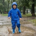 thumbnail image 3 of Favoffer Kids Rain Suit Solid Color Thickened Waterproof Reflective Striped One Piece Full Length Raincoat Long Pants Bottoms for Outdoor Camping Hiking Travel School 3-14Y, 3 of 9