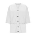 thumbnail image 5 of BXINGOHAI Women's Long Sleeve Button Down Crew Neck Classic Sweater Knit Cardigan White M, 5 of 7