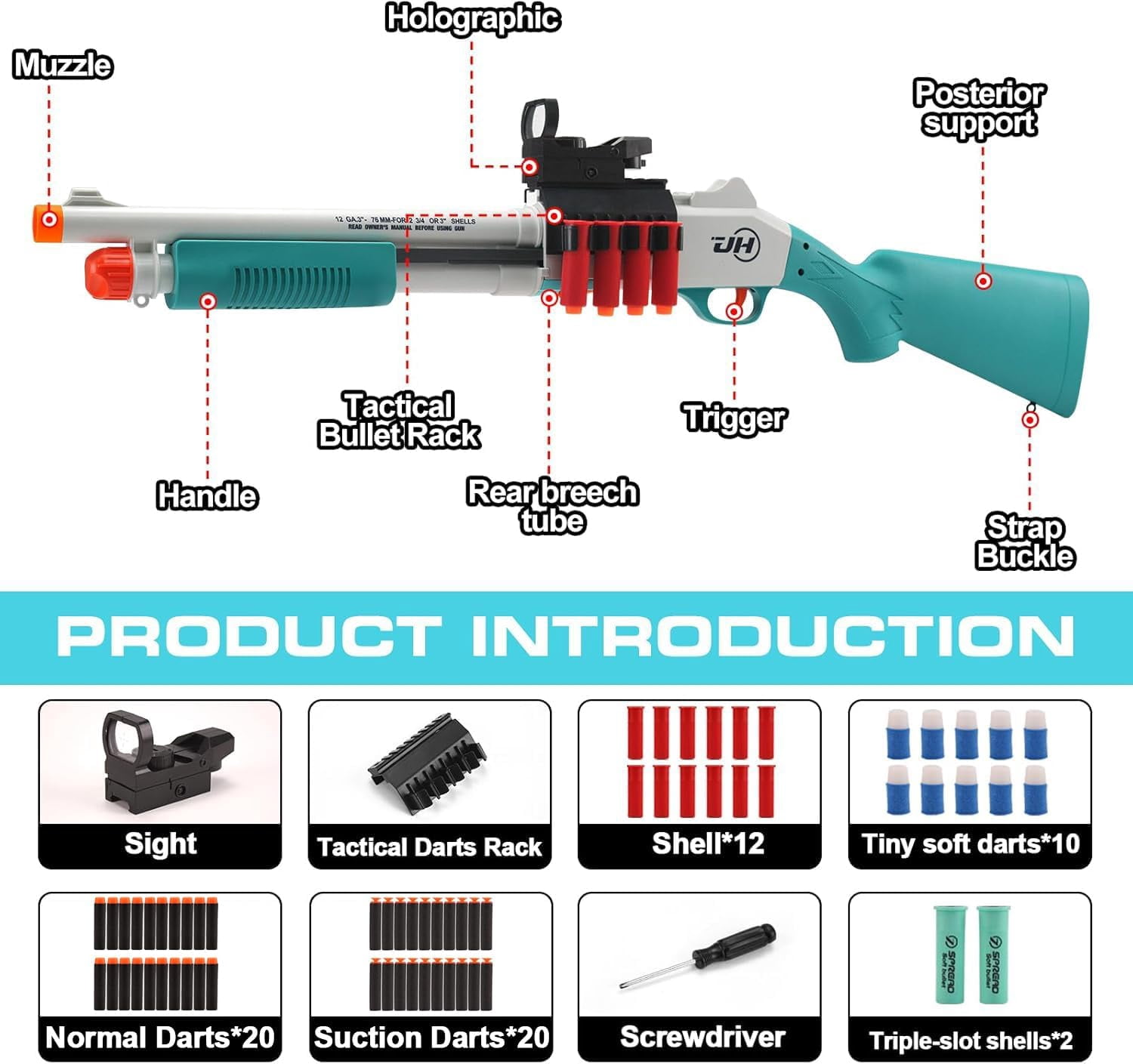 30-Inch Soft Dart Blaster Foam Blaster –  Airsoft, Shell-Ejecting, Spring-Loaded for Outdoor Fun 14+ Years Old