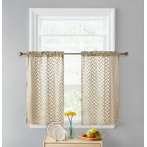 THD Herringbone Lace Sheer Rod Pocket Cafe Tiers - Set of 2