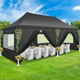 thumbnail image 3 of SANOPY 10' x 20' Pop up Canopy Party Tent with 6 Removable Sidewalls, Wave Eave Outdoor Waterproof Patio Gazebo Tent with Carry Bag, Backyards Camping Picnics, Black, 3 of 14