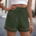 thumbnail image 2 of TAGOLD Womens Summer Shorts Linen Look Drawstring Elastic Waist Pocket Cut Out Casual Shorts, 2 of 5