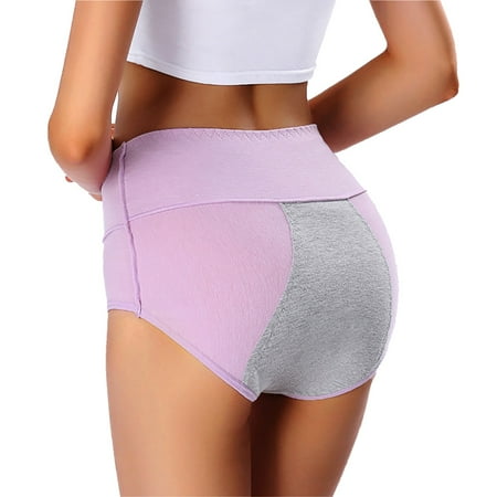 Clearance!BKQCNKM Cotton Underwear for Women High Waisted Underwear for Women No Show Underwear for Women Solid Color Leak Proof Physiological Pants Plus Size Underwear for Women Purple XL