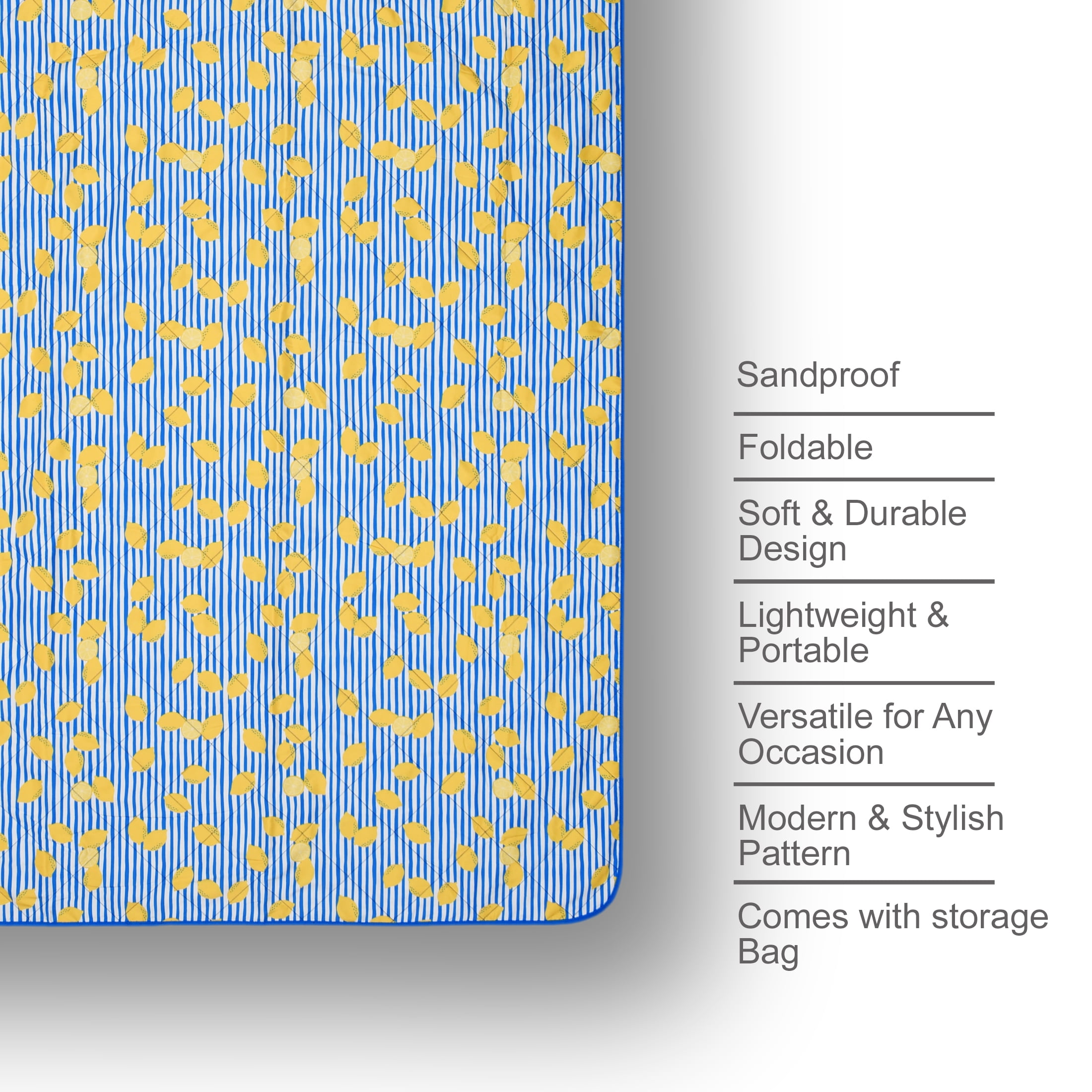 Mainstays Beach Blanket, Sand and Water Resistant, 79" x 59", Lemon