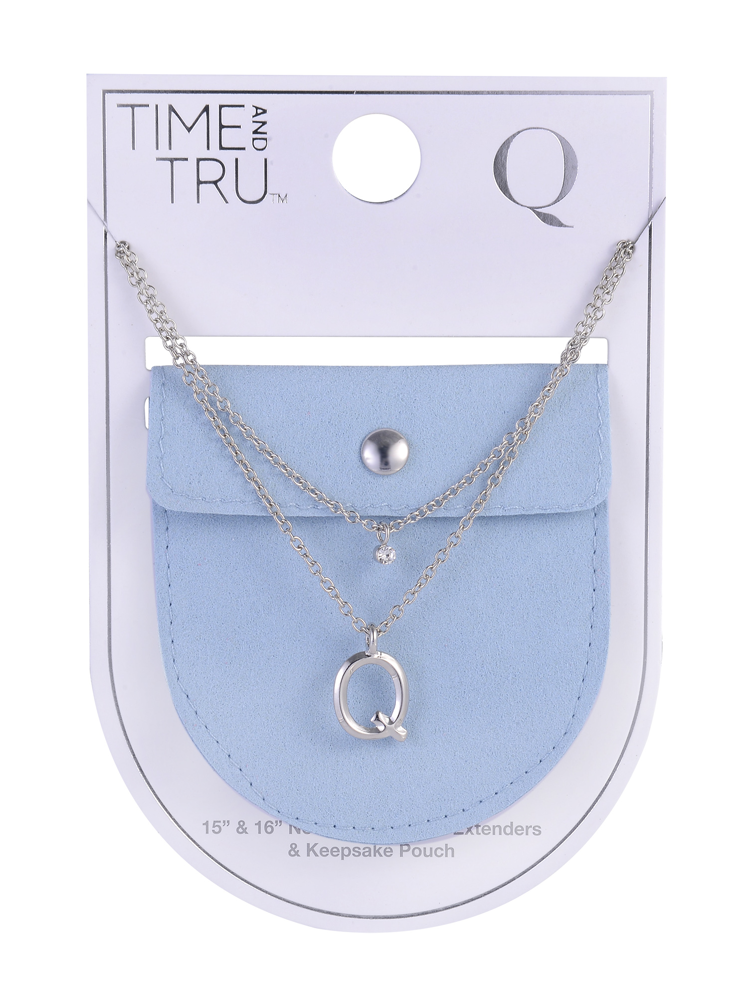 Time and Tru Silvertone Rolo Chain 2 Row Initial "Q" Pendant Necklace
