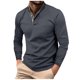 thumbnail image 1 of Blusas y camisas de manga larga con cuello redondo para hombre, blusa holgada de color liso con botones y cuello redondo, blusa de manga larga con cuello redondo para hombre, 1 of 8