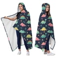 thumbnail image 2 of Wearable Blanket,Dark Blue Colorful Dinosaur and Flower Pattern Hooded Wearable Flannel Blanket for Adults & Teens,Winter Poncho Shawl Wrap Cape Cozy Anti-Pill,50"x60", 2 of 5