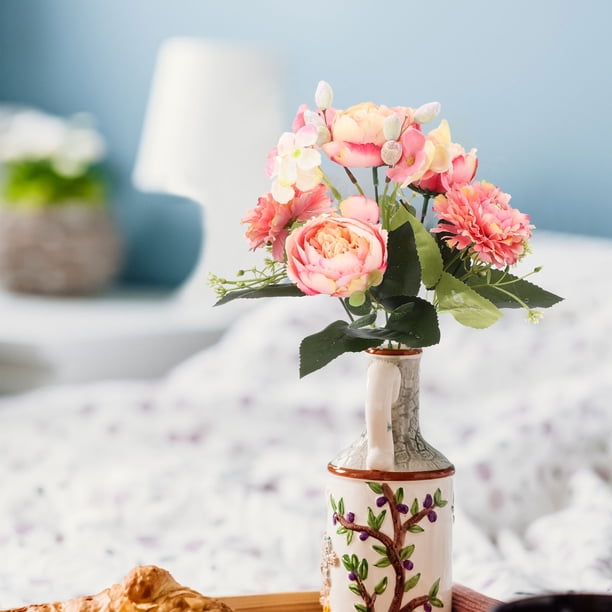 unbranded Ramo De Flores Artificiales Rosa Para De Hogar Y Fiestas Con Y Peonías